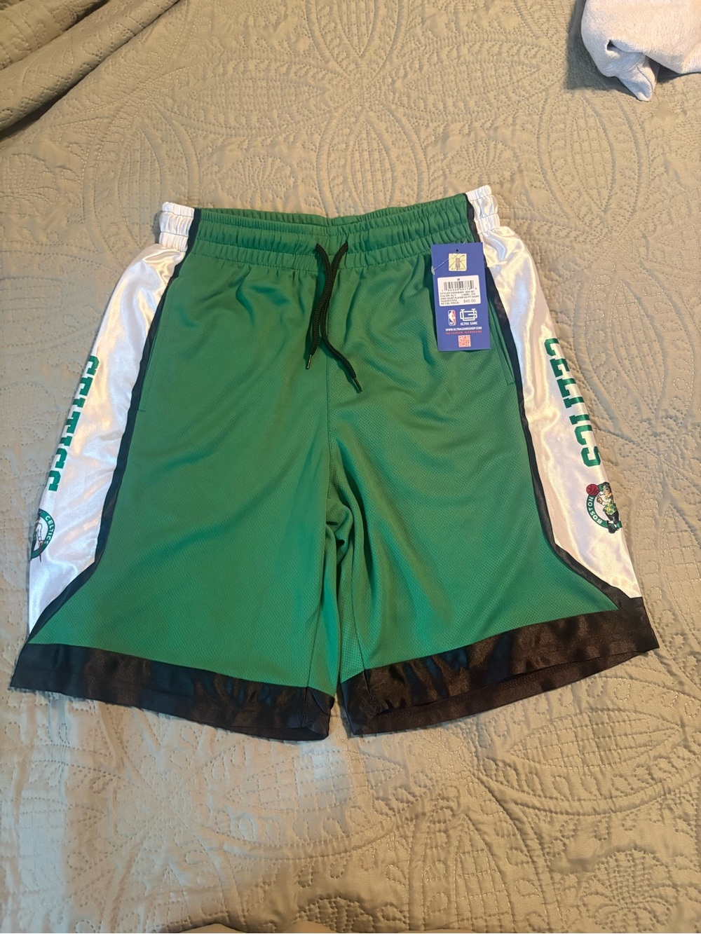 NWT NBA Boston Celtics Mens Basketball Gym Shorts Medium Green Ultra Game